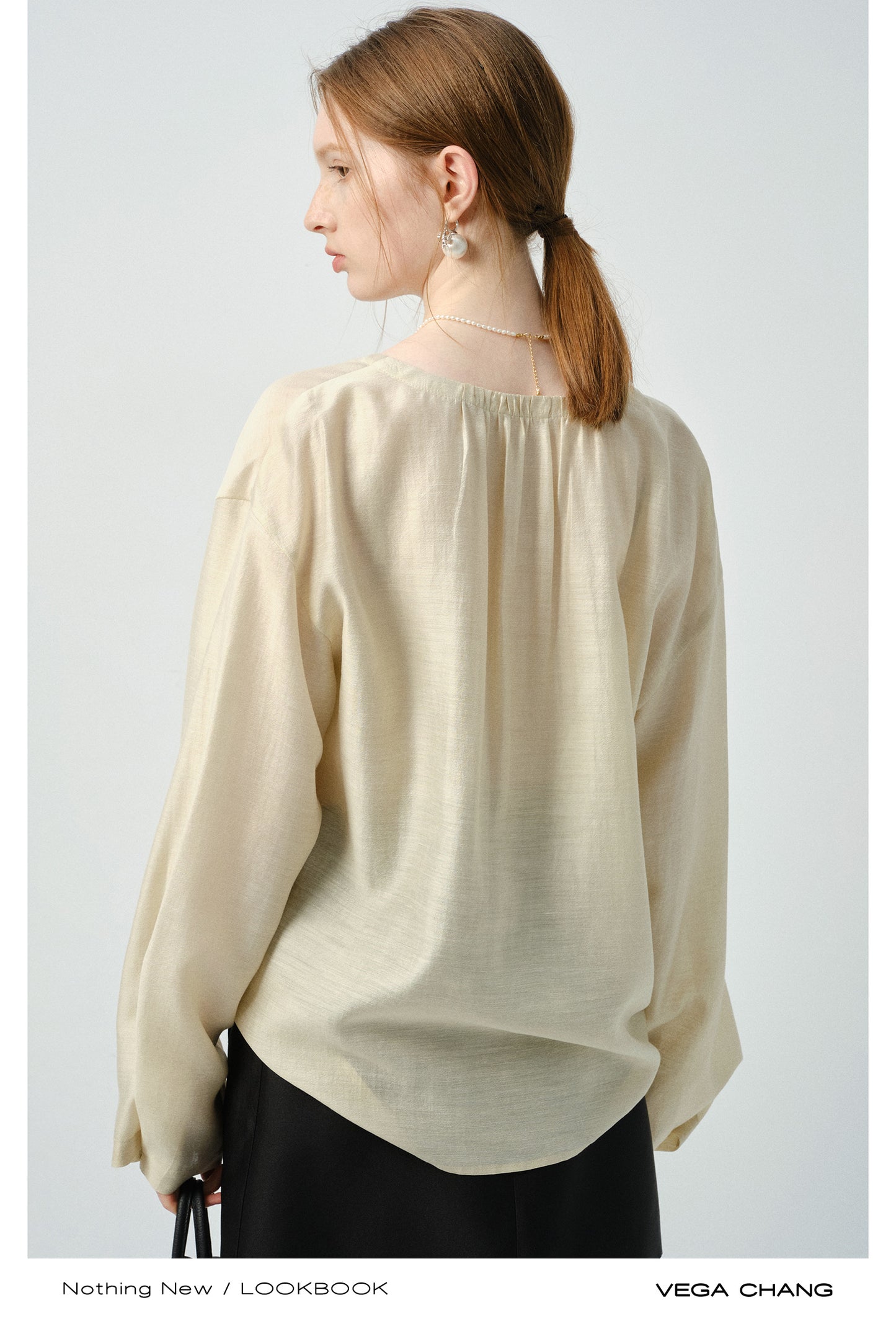 Minimalist Loose-Fit Blouse With Tie Neck