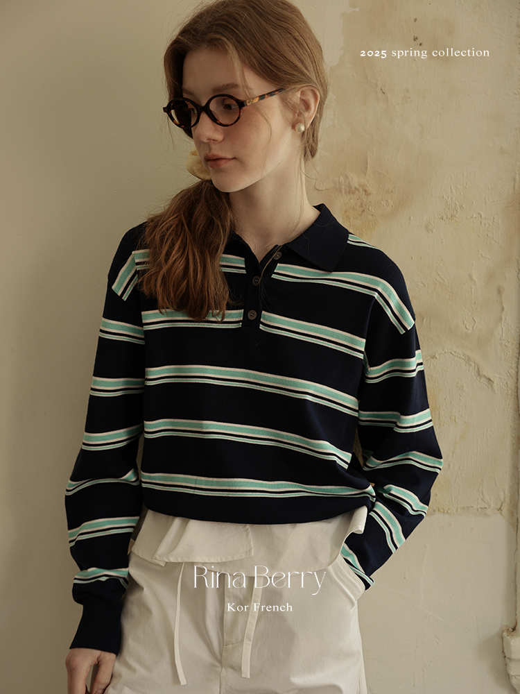 Classic Striped Long-Sleeve Polo Shirt