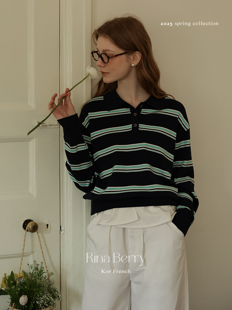 Classic Striped Long-Sleeve Polo Shirt