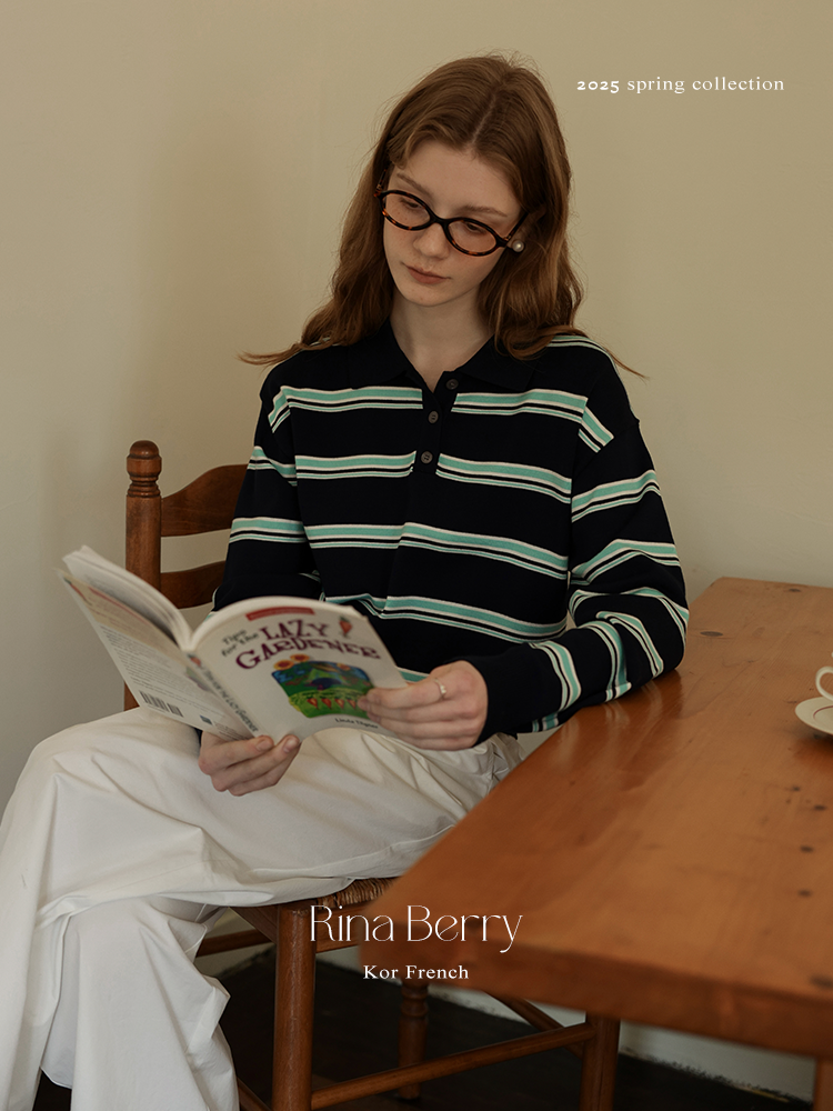 Classic Striped Long-Sleeve Polo Shirt