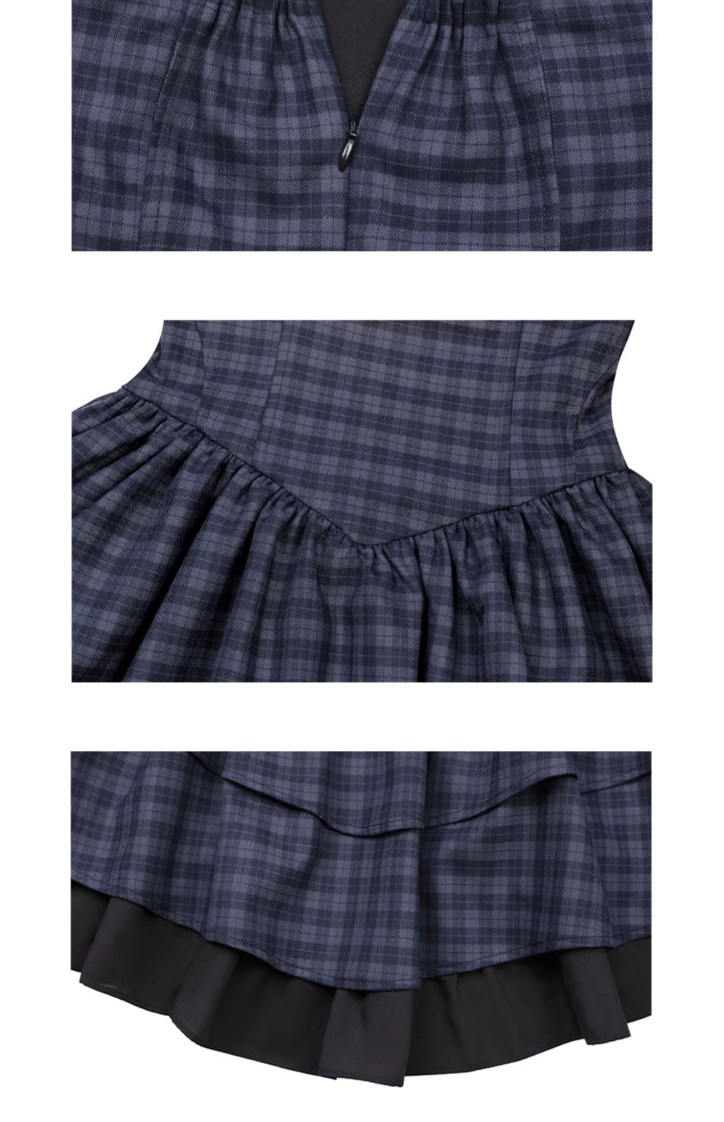 Gothic Lolita Plaid Corset Dress With Puff Sleeves