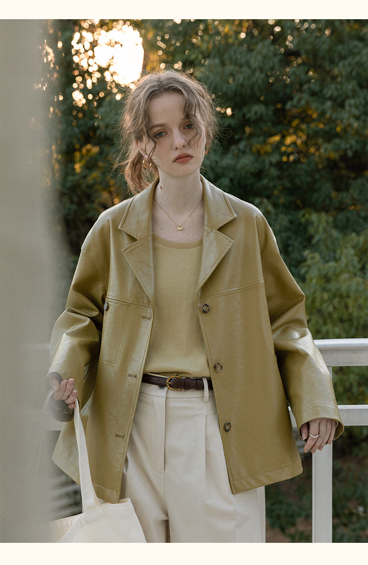 Faux Leather Blazer