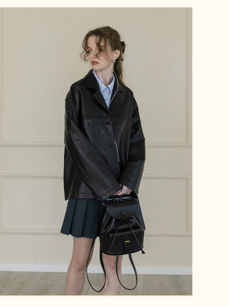 Faux Leather Blazer
