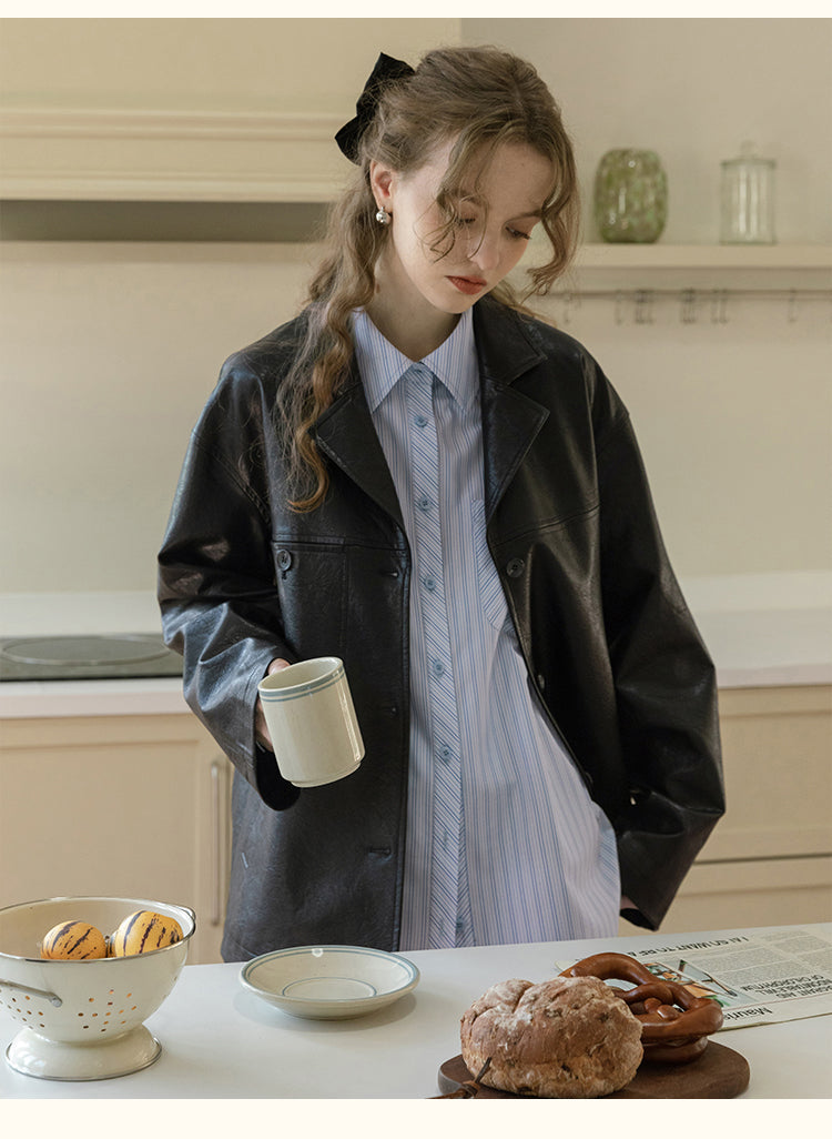 Faux Leather Blazer