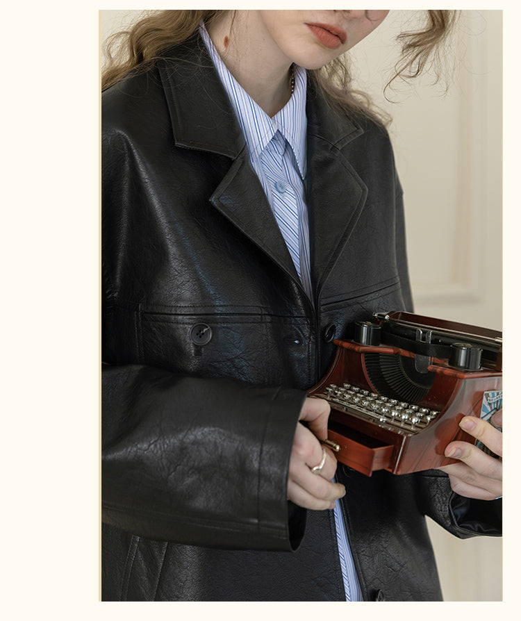 Faux Leather Blazer