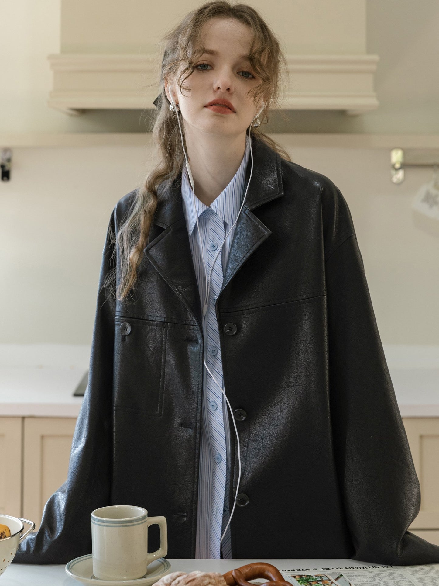 Faux Leather Blazer