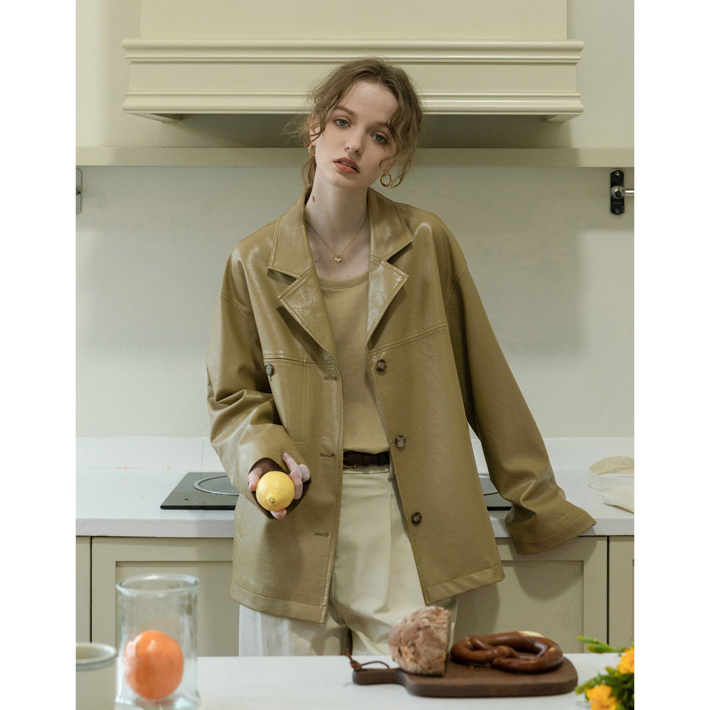 Faux Leather Blazer