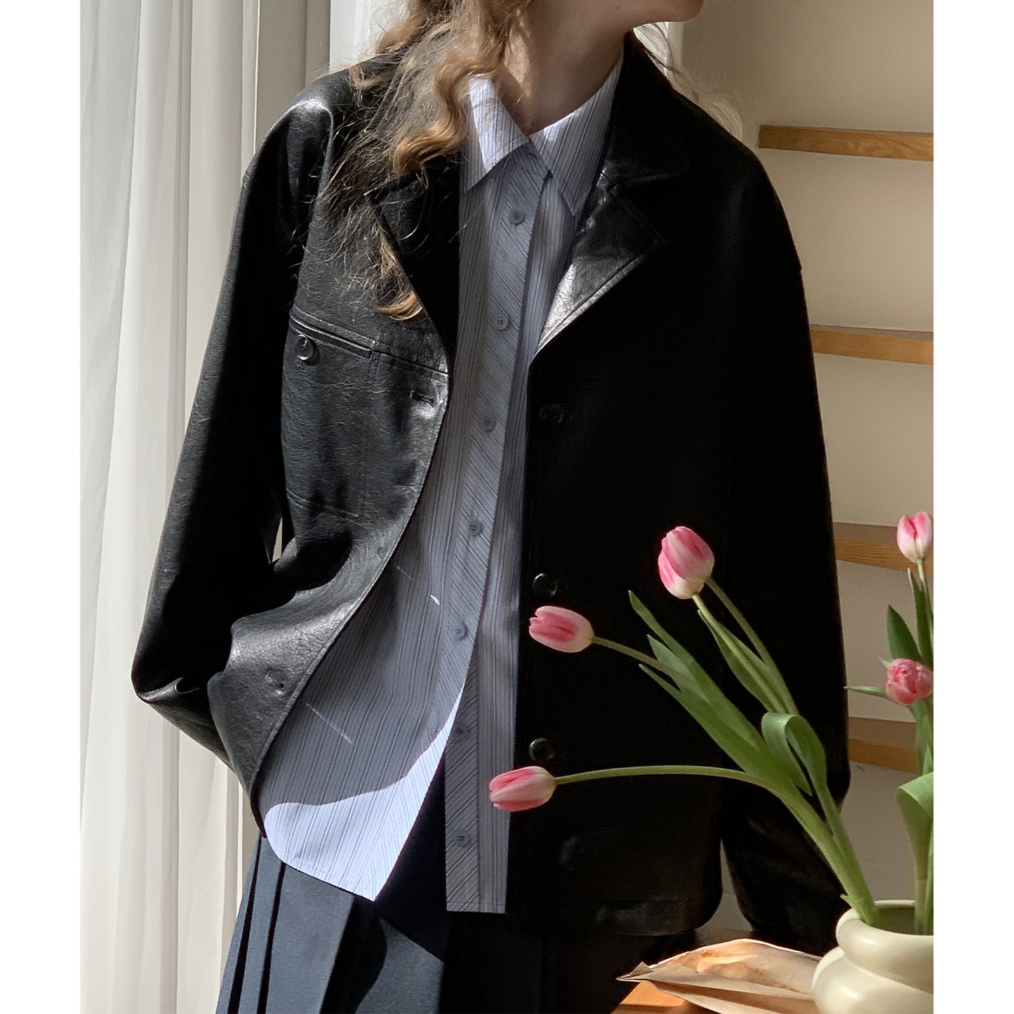 Faux Leather Blazer