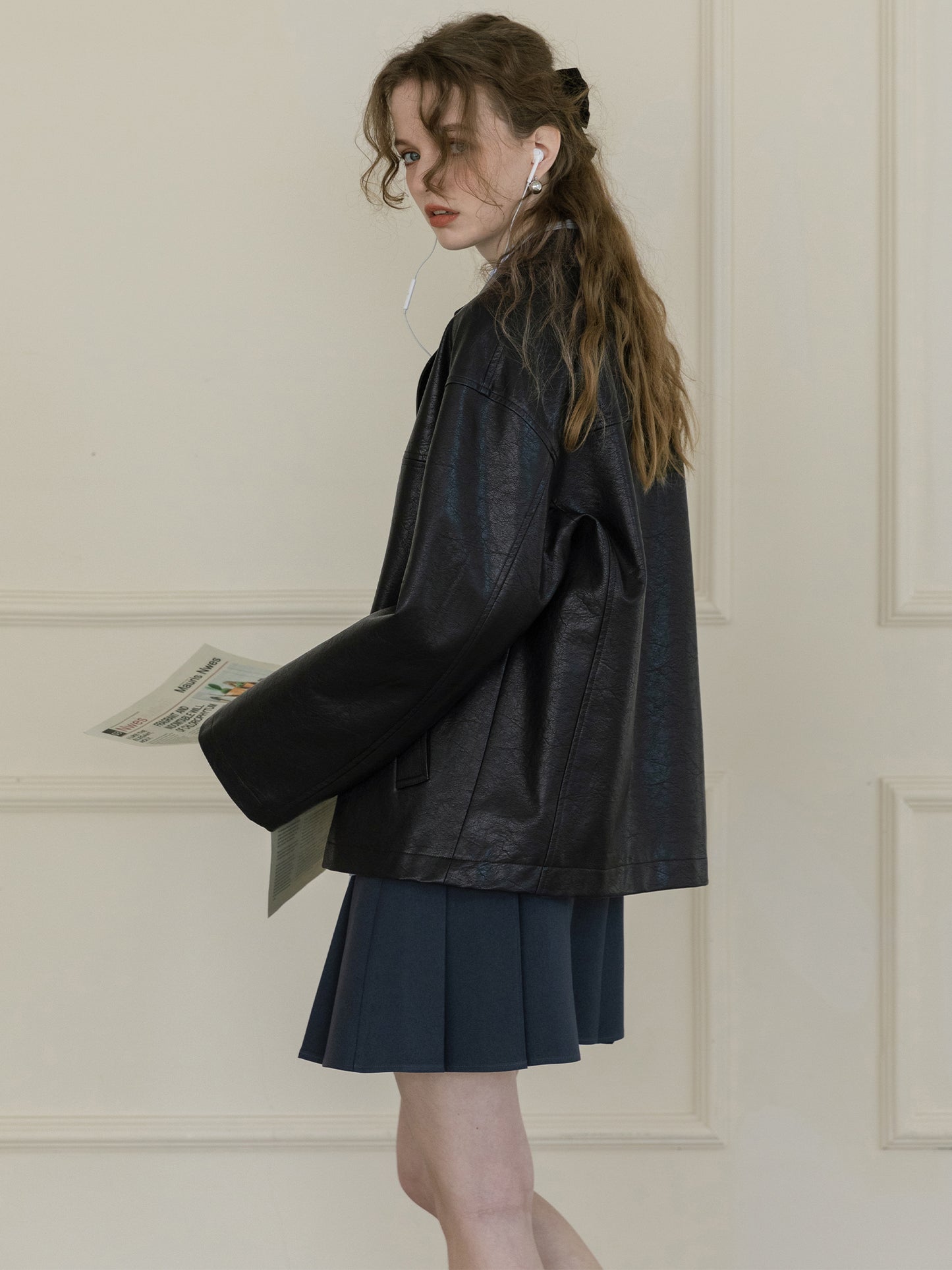 Faux Leather Blazer