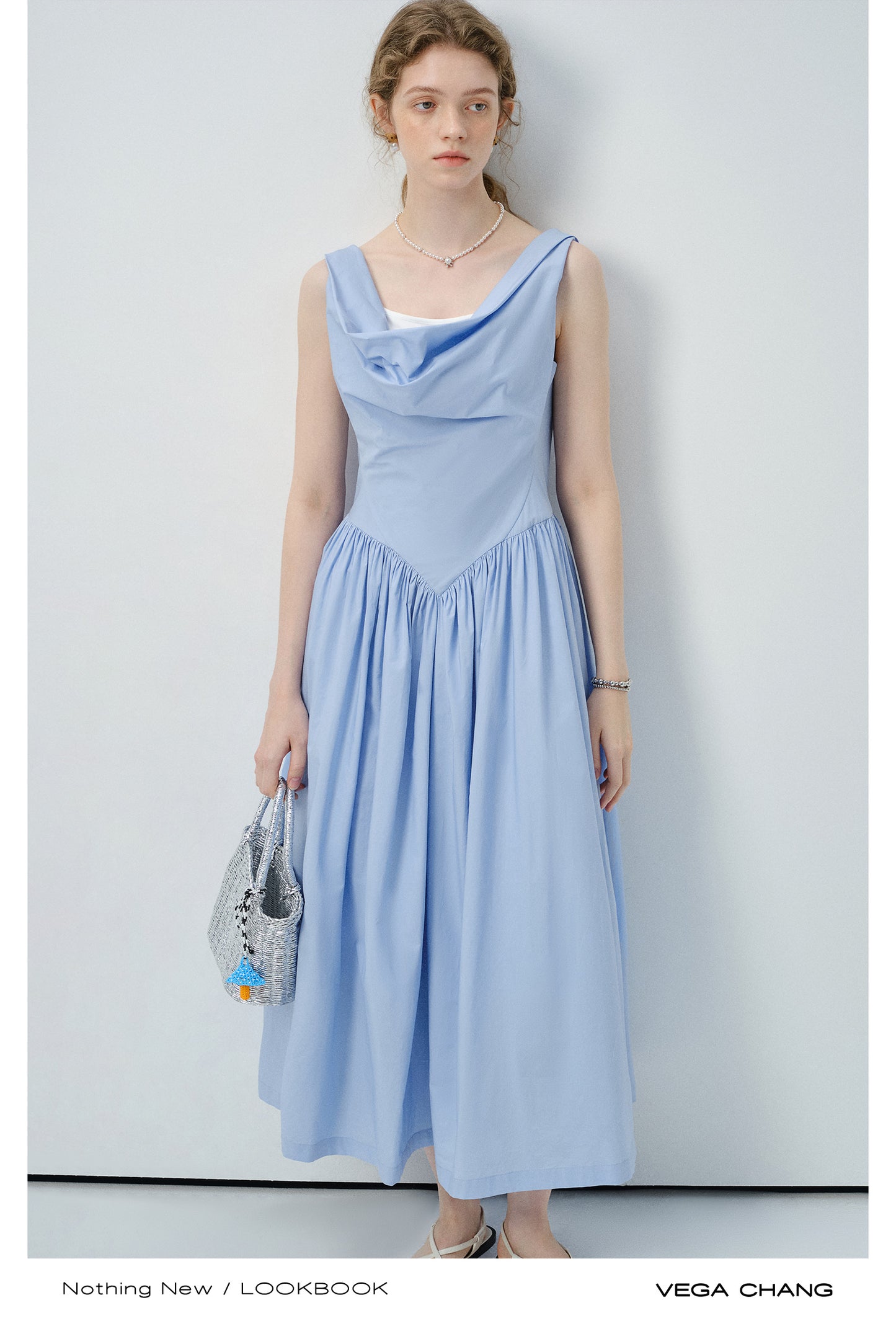 Two-Way Shoulder Draped Cotton Dress