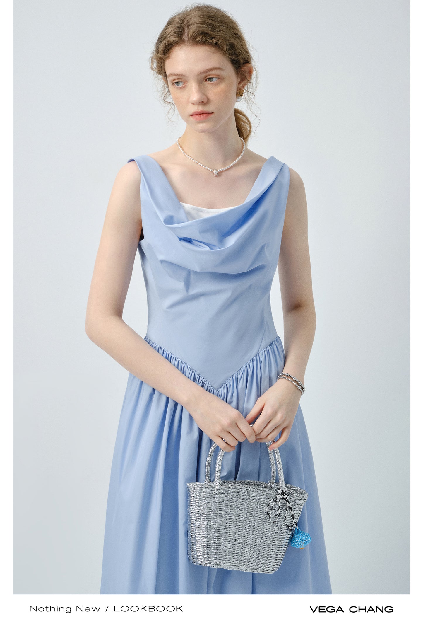 Two-Way Shoulder Draped Cotton Dress