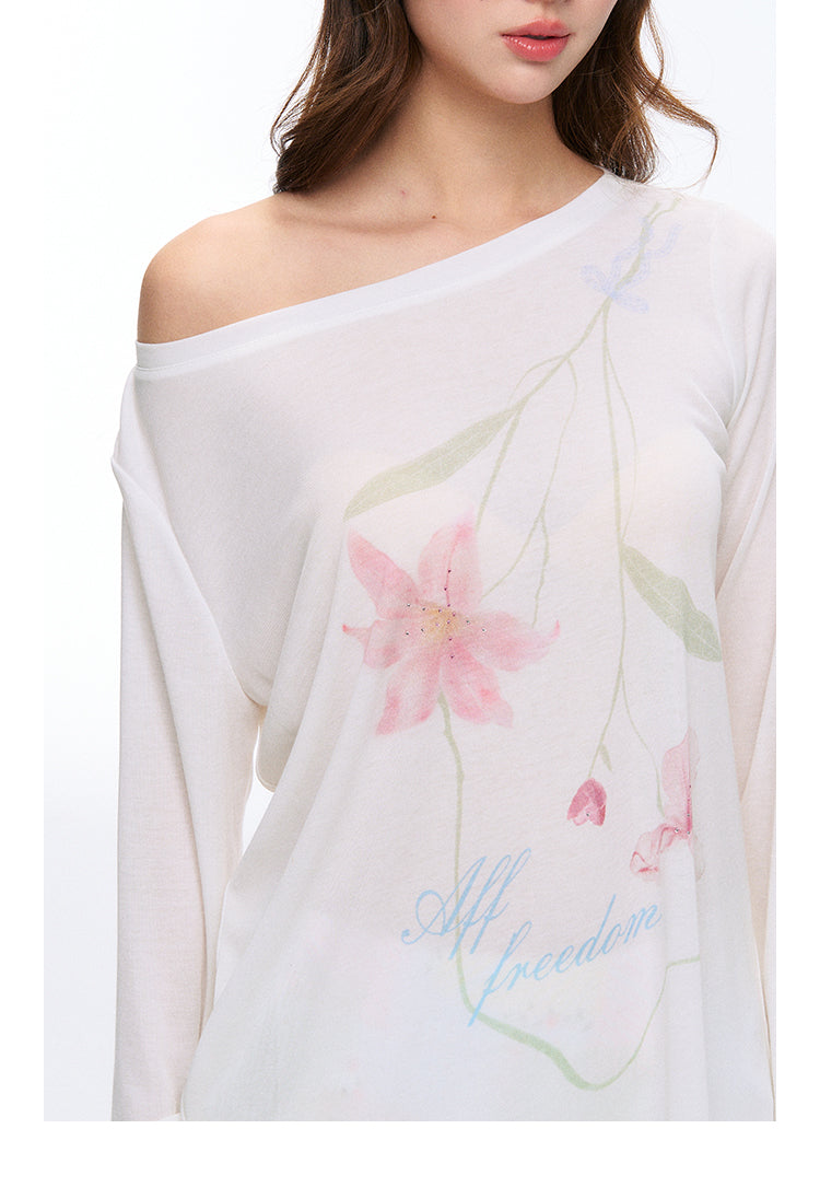 Oversized Flower Print Sun Protection T-Shirt