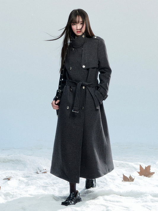 Double-Breasted Twill Coat With Quilted Lining