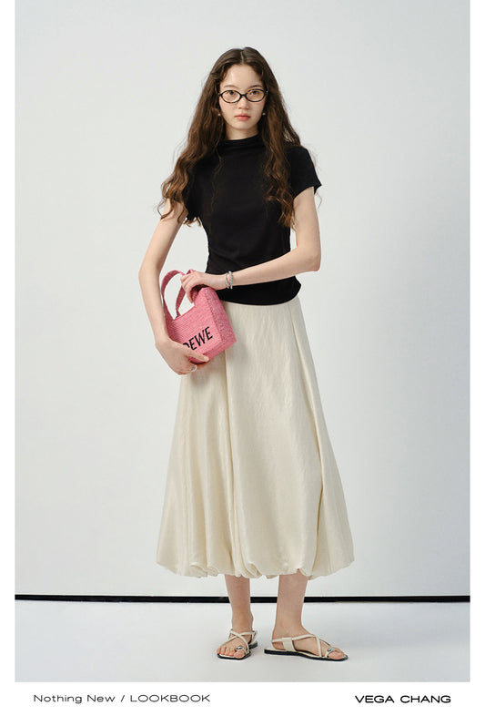 Fluid Satin Bubble Skirt