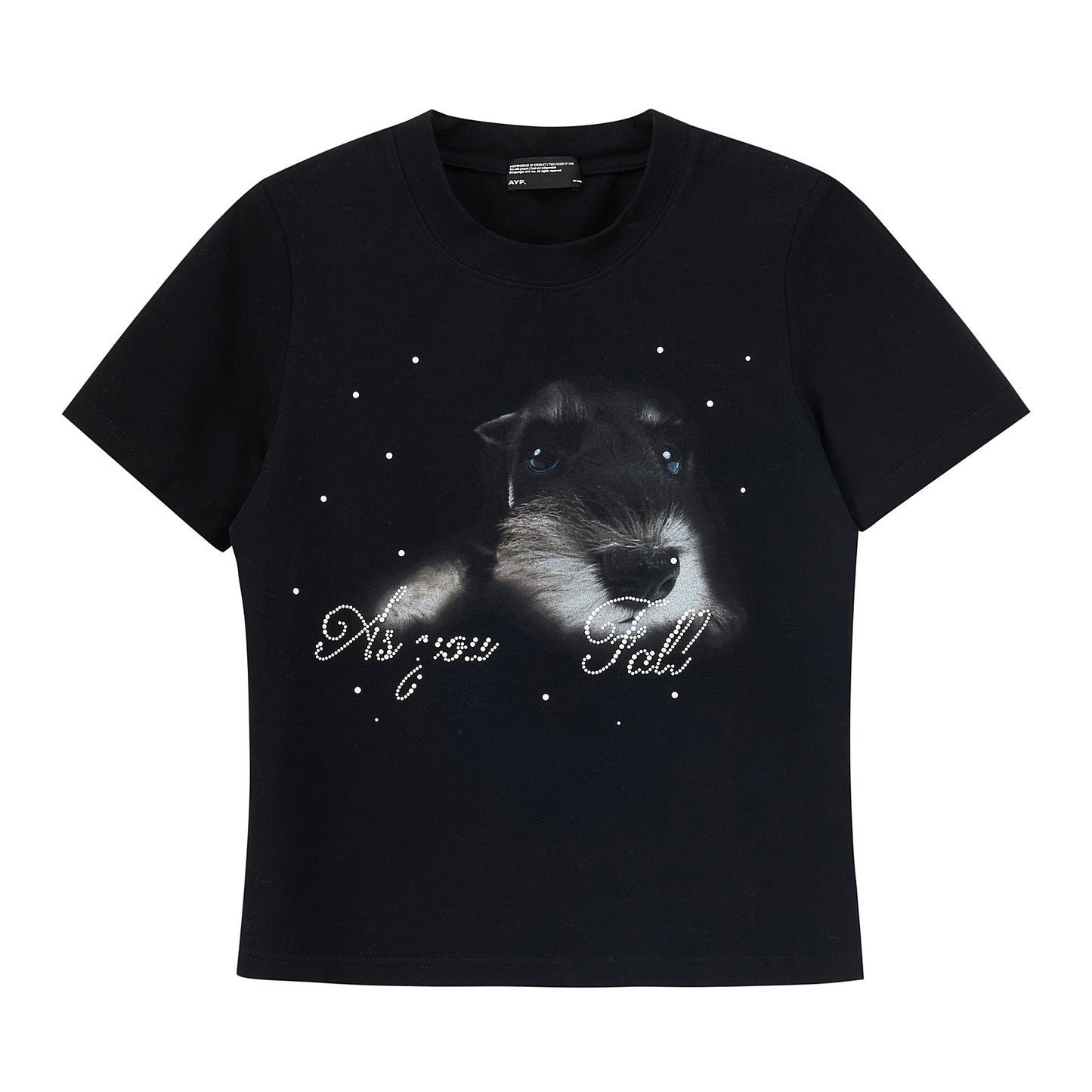 Dog Print T-Shirt With Rhinestone Detail
