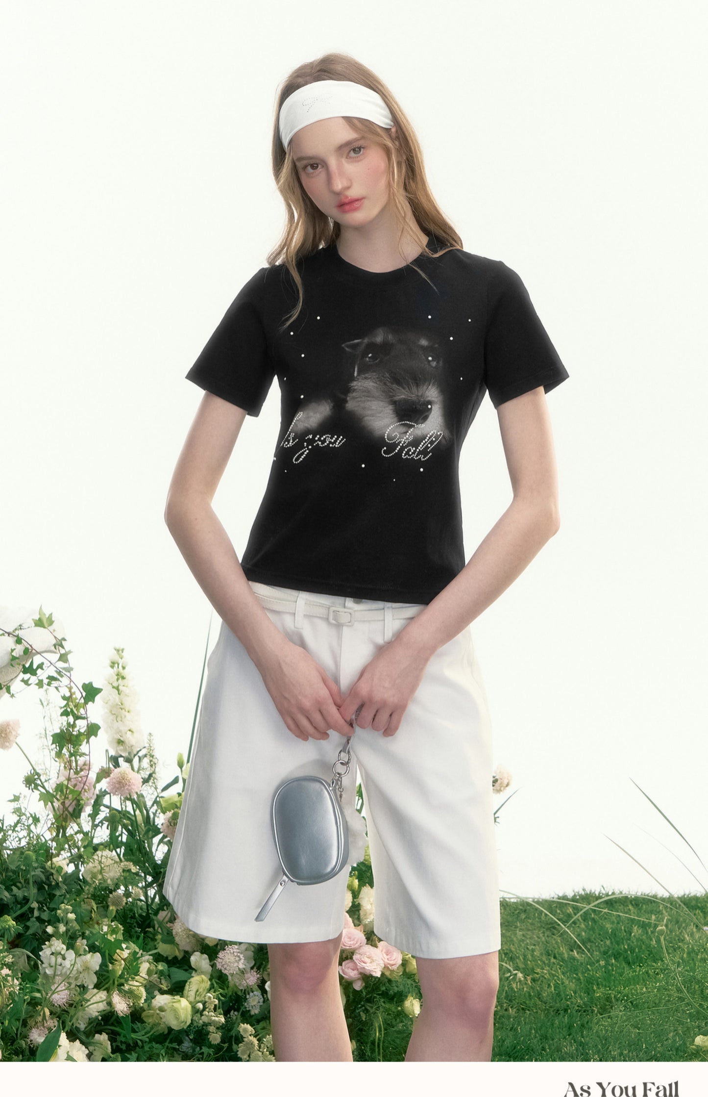 Dog Print T-Shirt With Rhinestone Detail
