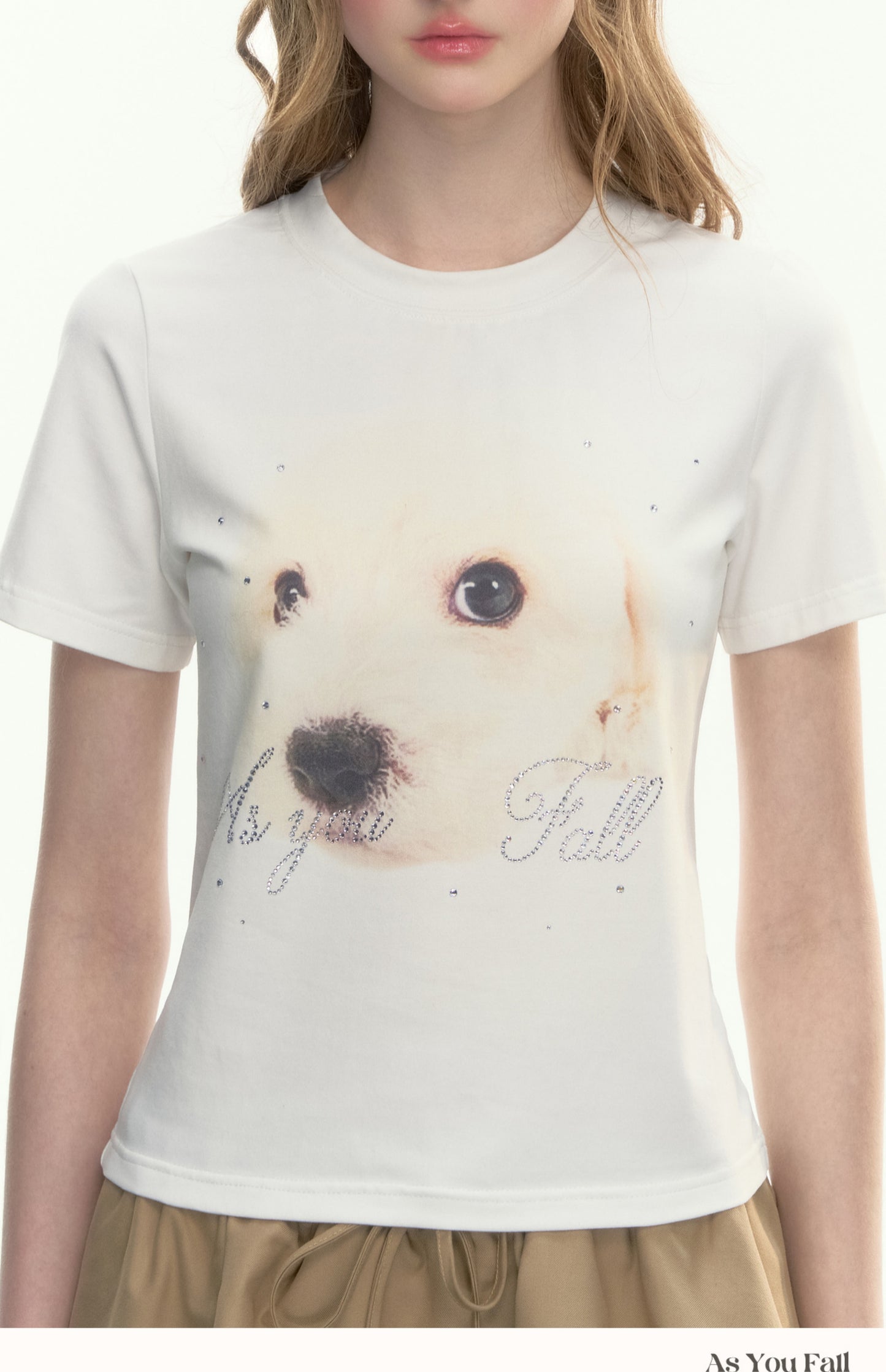 Dog Print T-Shirt With Rhinestone Detail