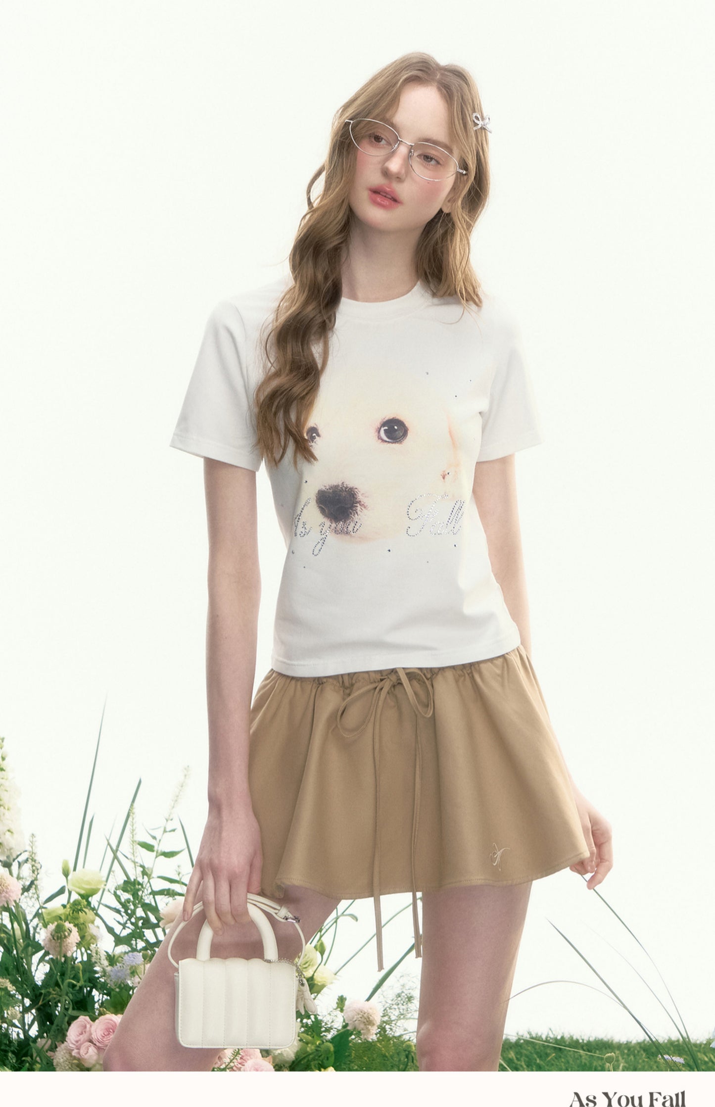 Dog Print T-Shirt With Rhinestone Detail