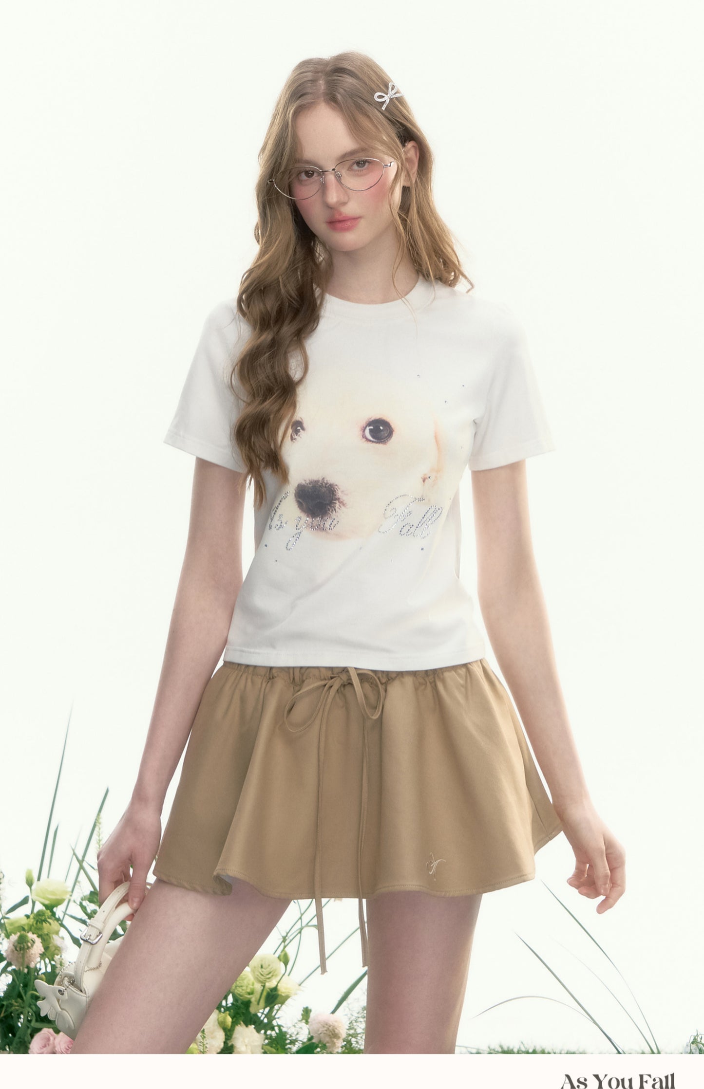 Dog Print T-Shirt With Rhinestone Detail