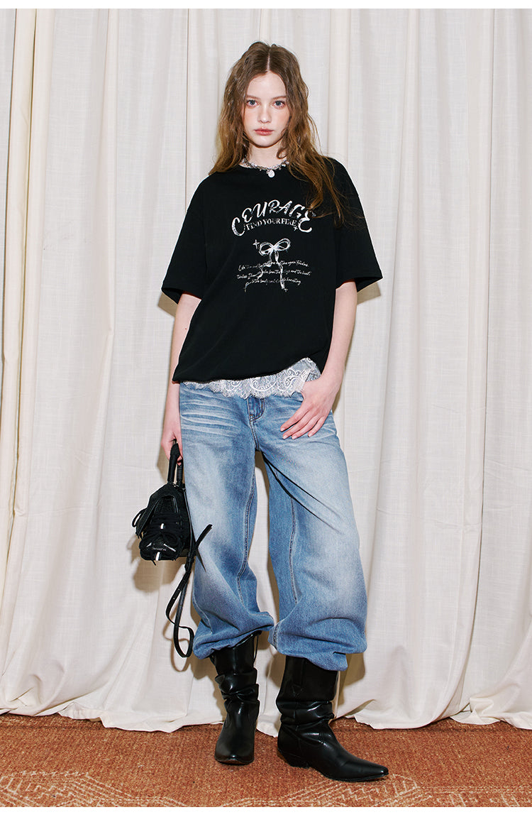 Relaxed Vintage-Style Printed T-Shirt