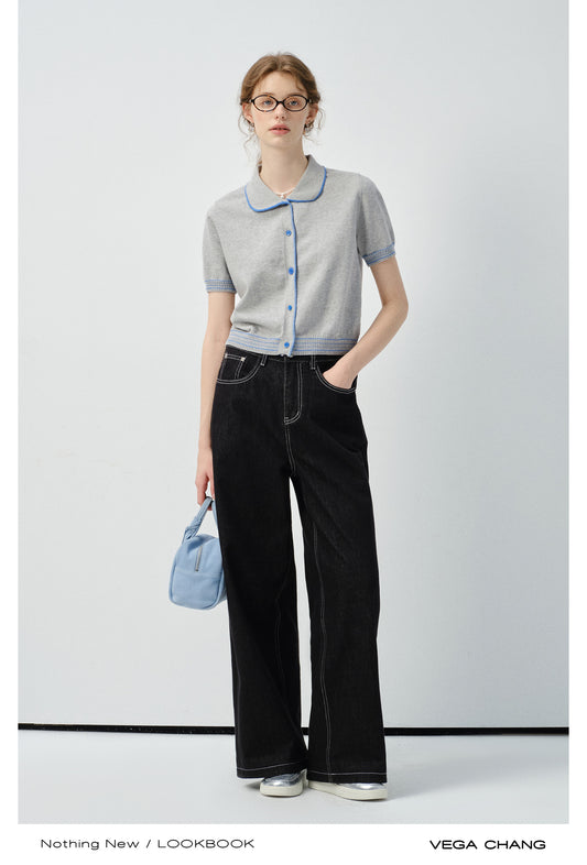 Round Neck Contrast Stitch Sweater