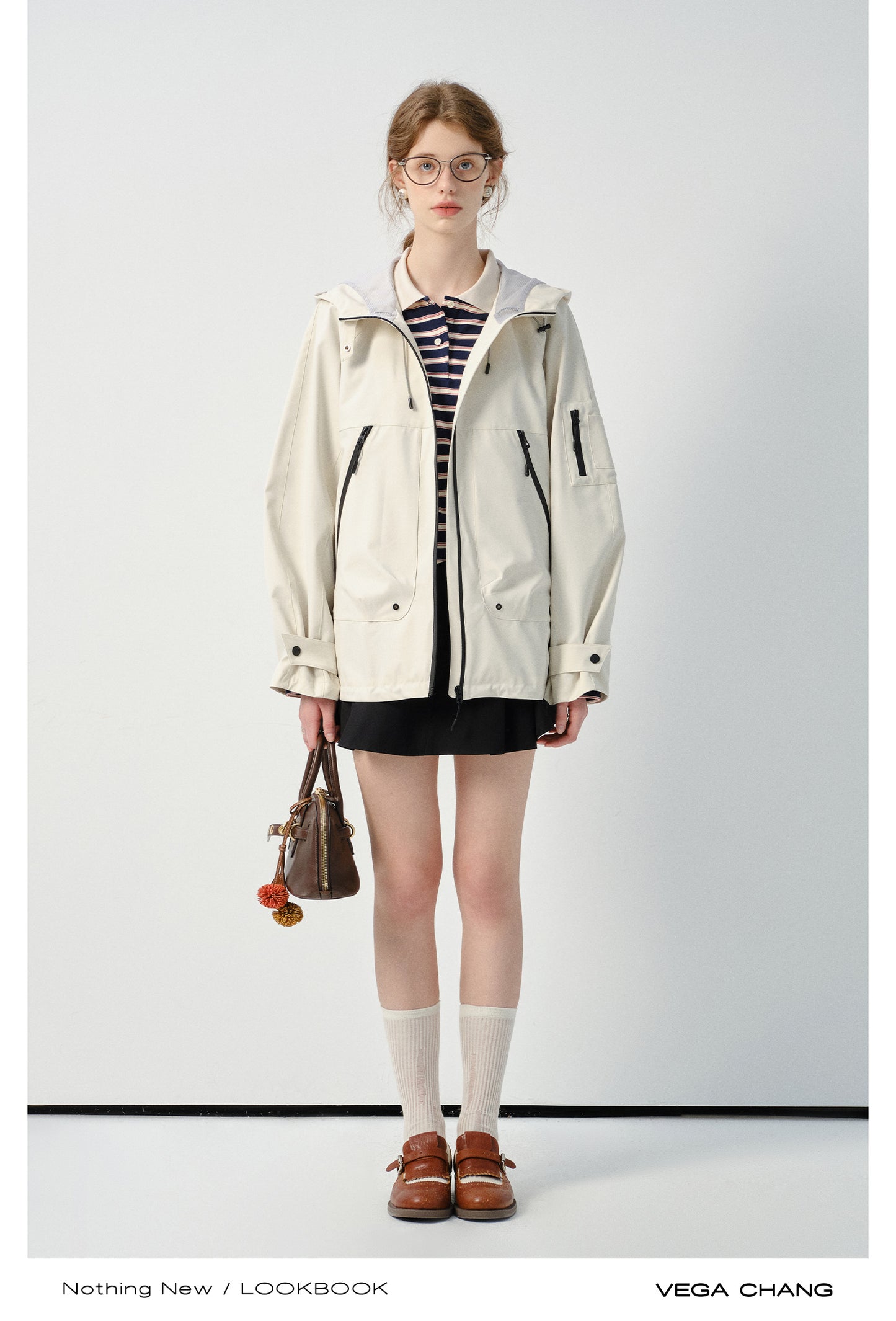 Hooded Drawstring Outdoor Short Jacket