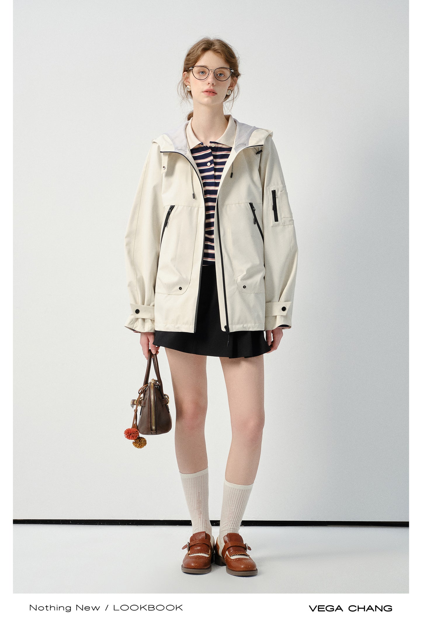 Hooded Drawstring Outdoor Short Jacket