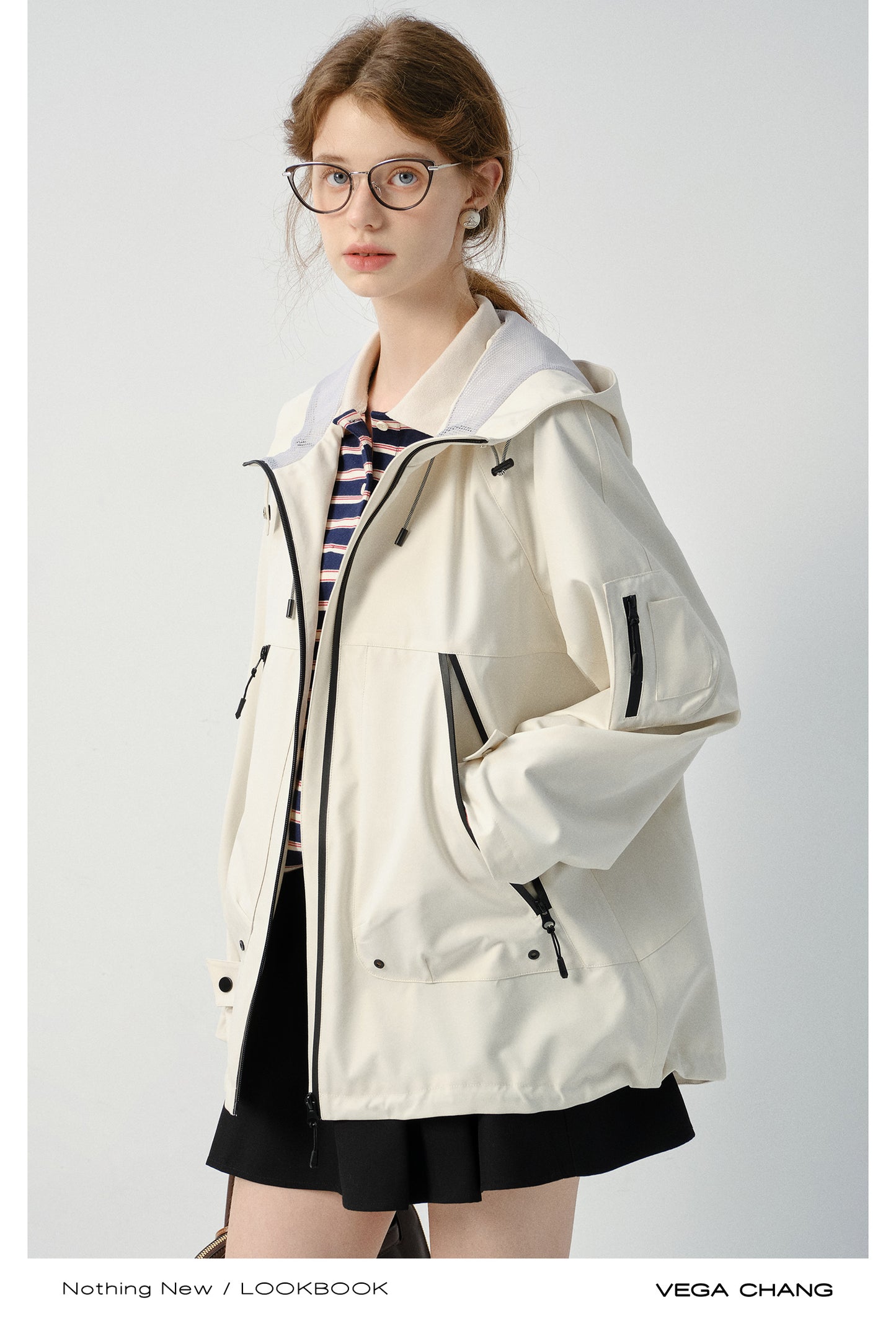 Hooded Drawstring Outdoor Short Jacket