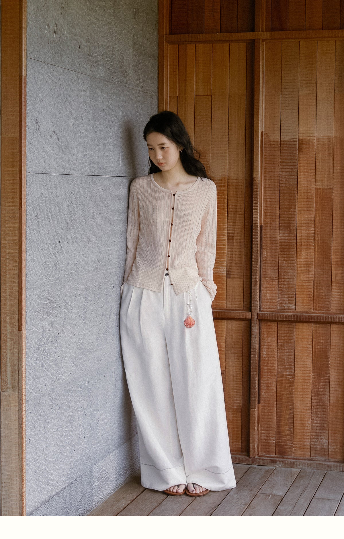 Linen-Cotton Blend Wide-Leg Pants