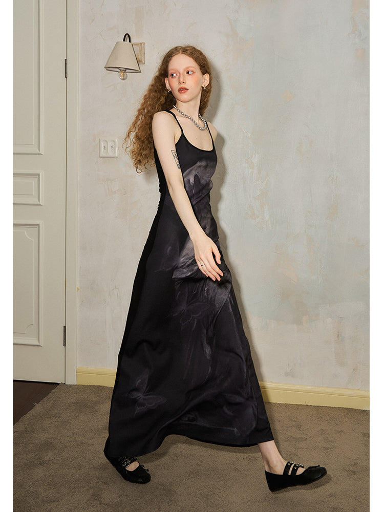 Sleeveless Maxi Dress With Venus And Butterfly Print