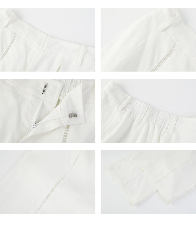 Lace-Striped Sheer Trousers