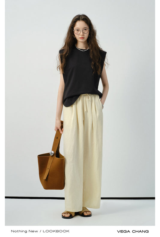 Slouchy Wide-Leg Drawstring Pants