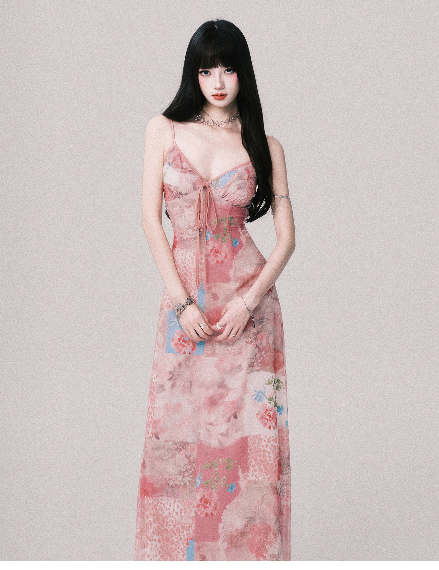 Patchwork Print Slip Dress