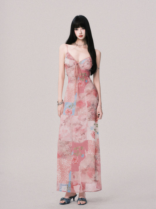 Patchwork Print Slip Dress