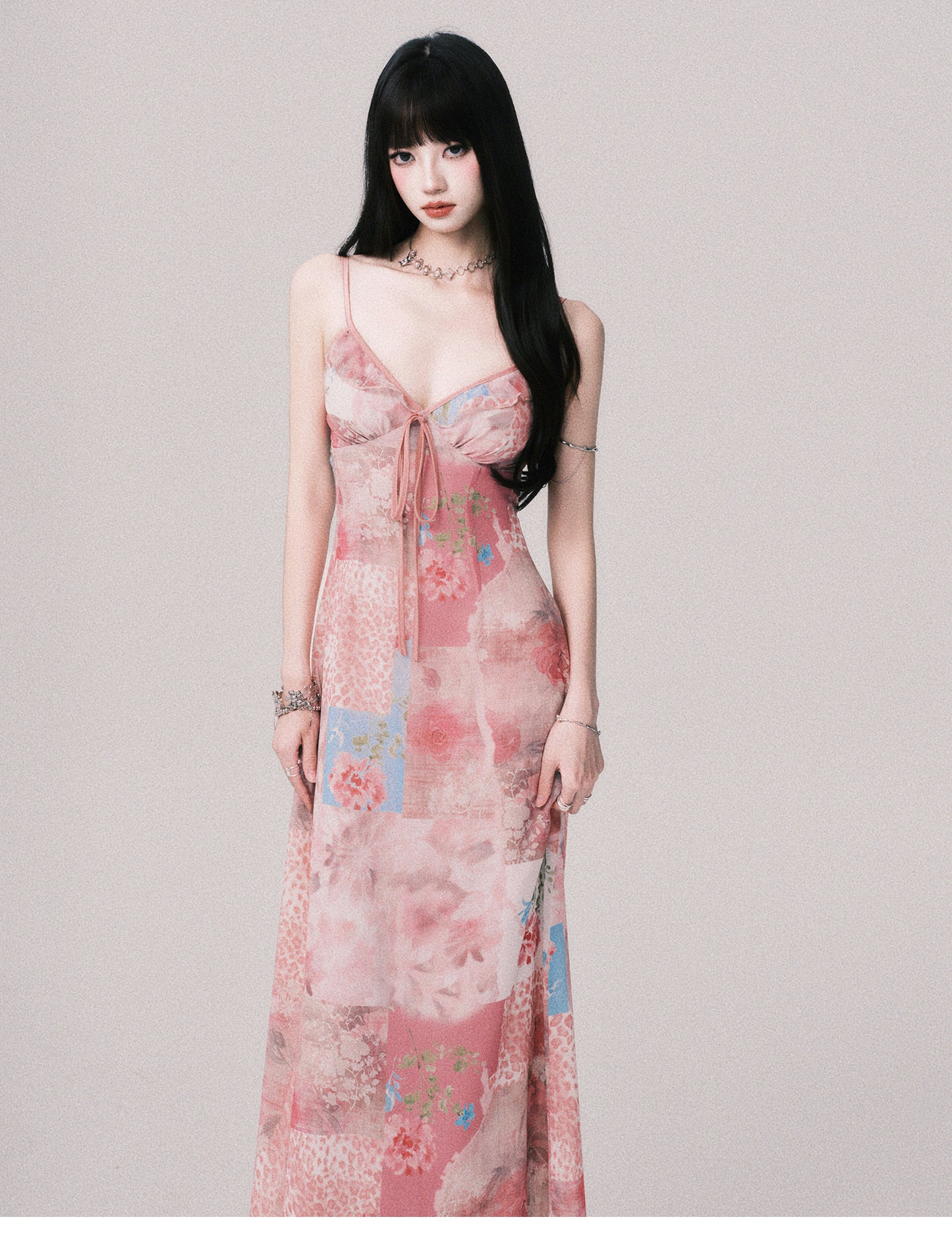 Patchwork Print Slip Dress