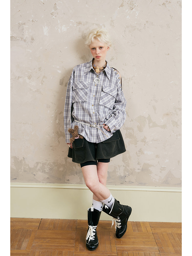 Classic Plaid Shirt With 3D Large Pockets