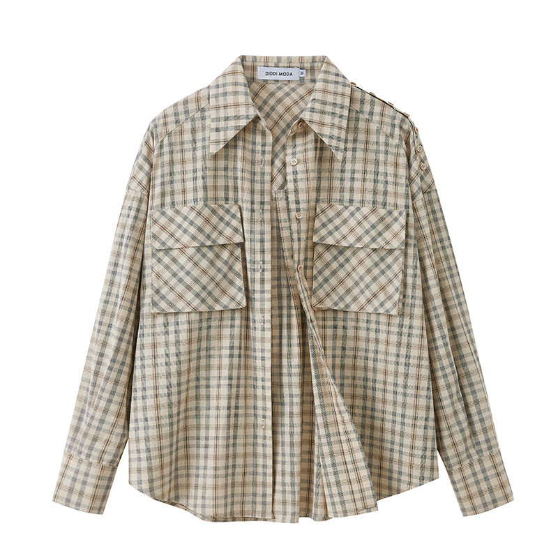 Classic Plaid Shirt With 3D Large Pockets