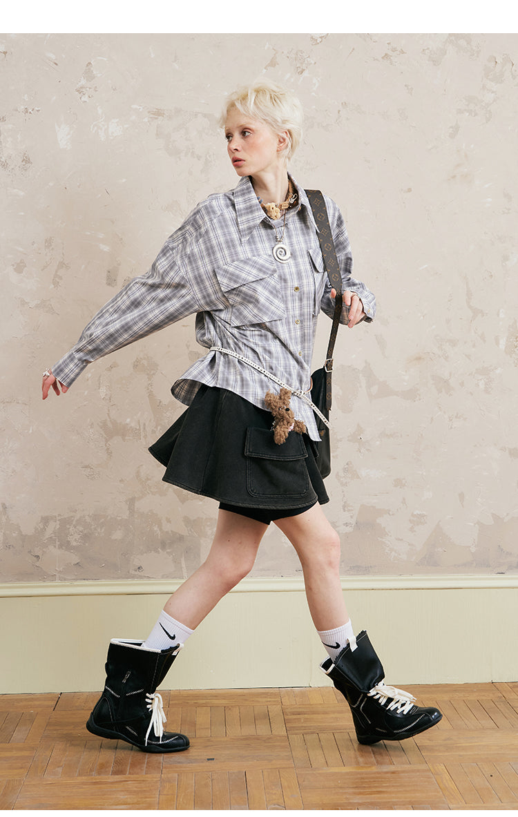 Classic Plaid Shirt With 3D Large Pockets