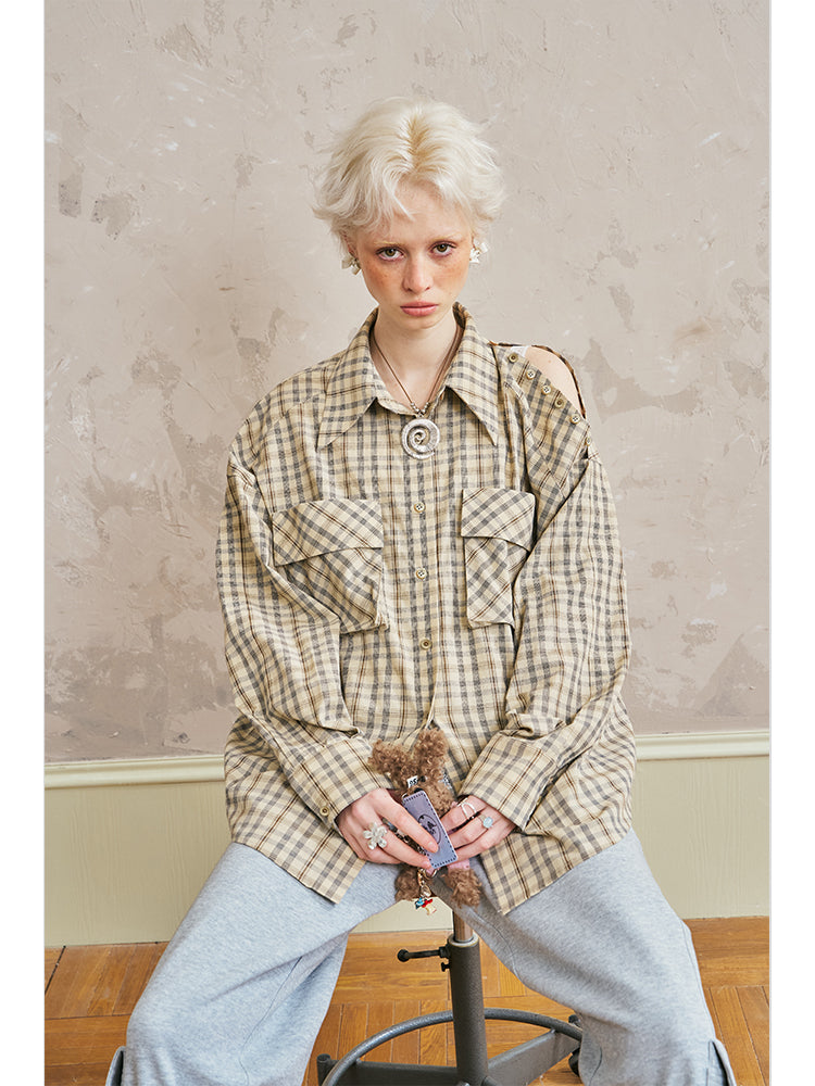 Classic Plaid Shirt With 3D Large Pockets