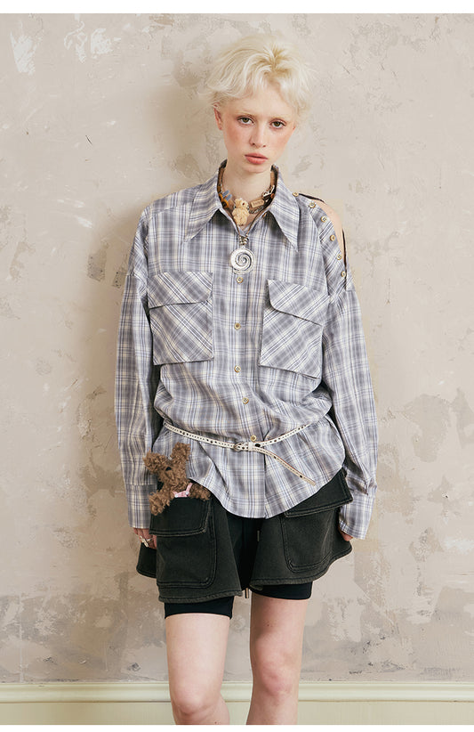 Classic Plaid Shirt With 3D Large Pockets