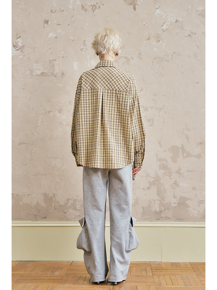 Classic Plaid Shirt With 3D Large Pockets