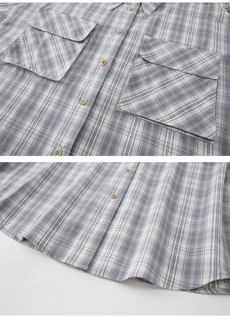 Classic Plaid Shirt With 3D Large Pockets