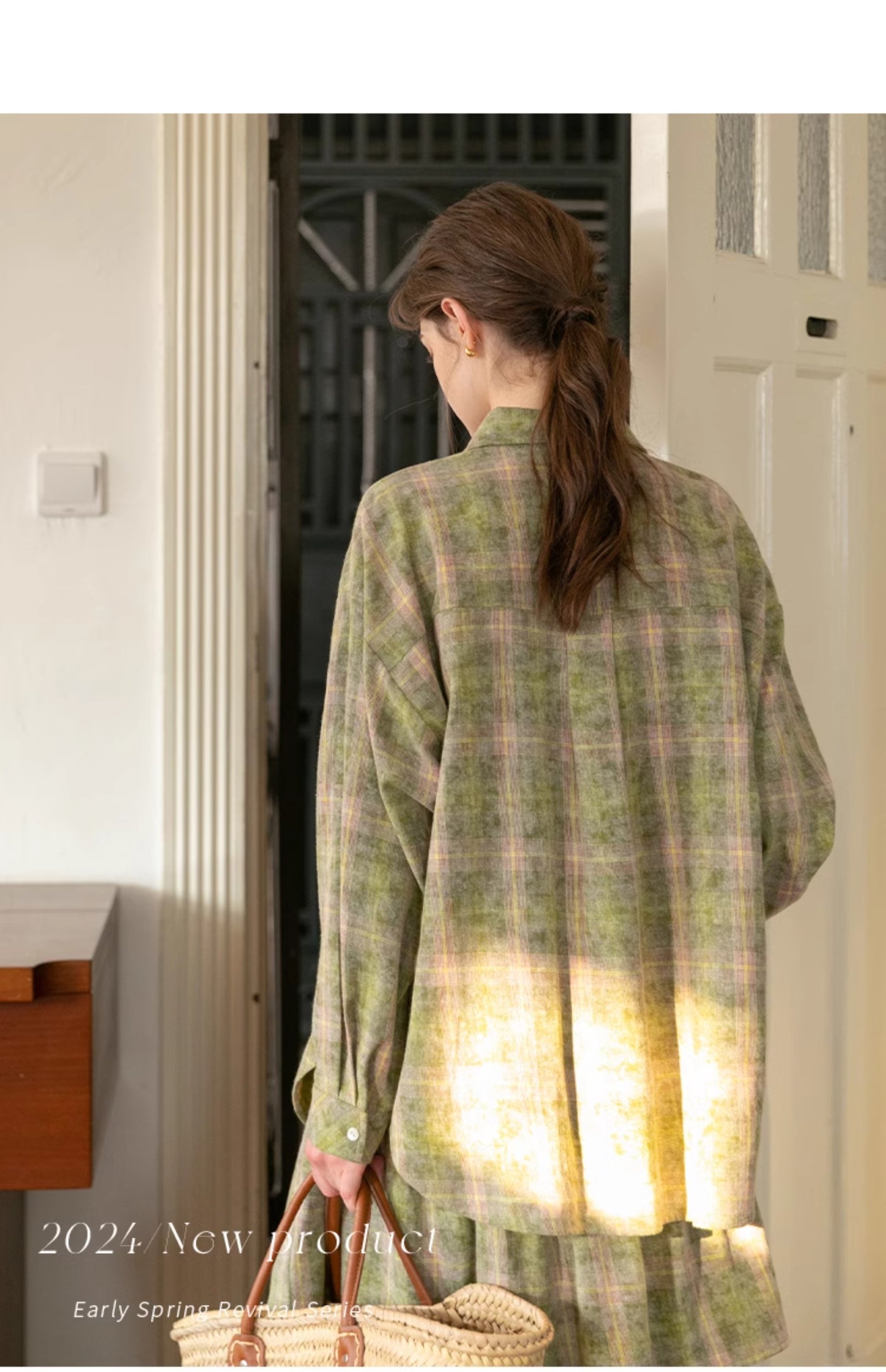 Plaid Round-Hem Shirt And Tiered Skirt