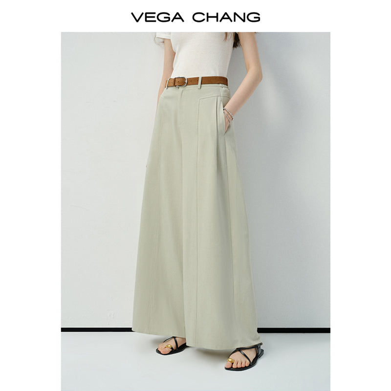 High-Waist Wide-Leg Pants In Natural Fabric
