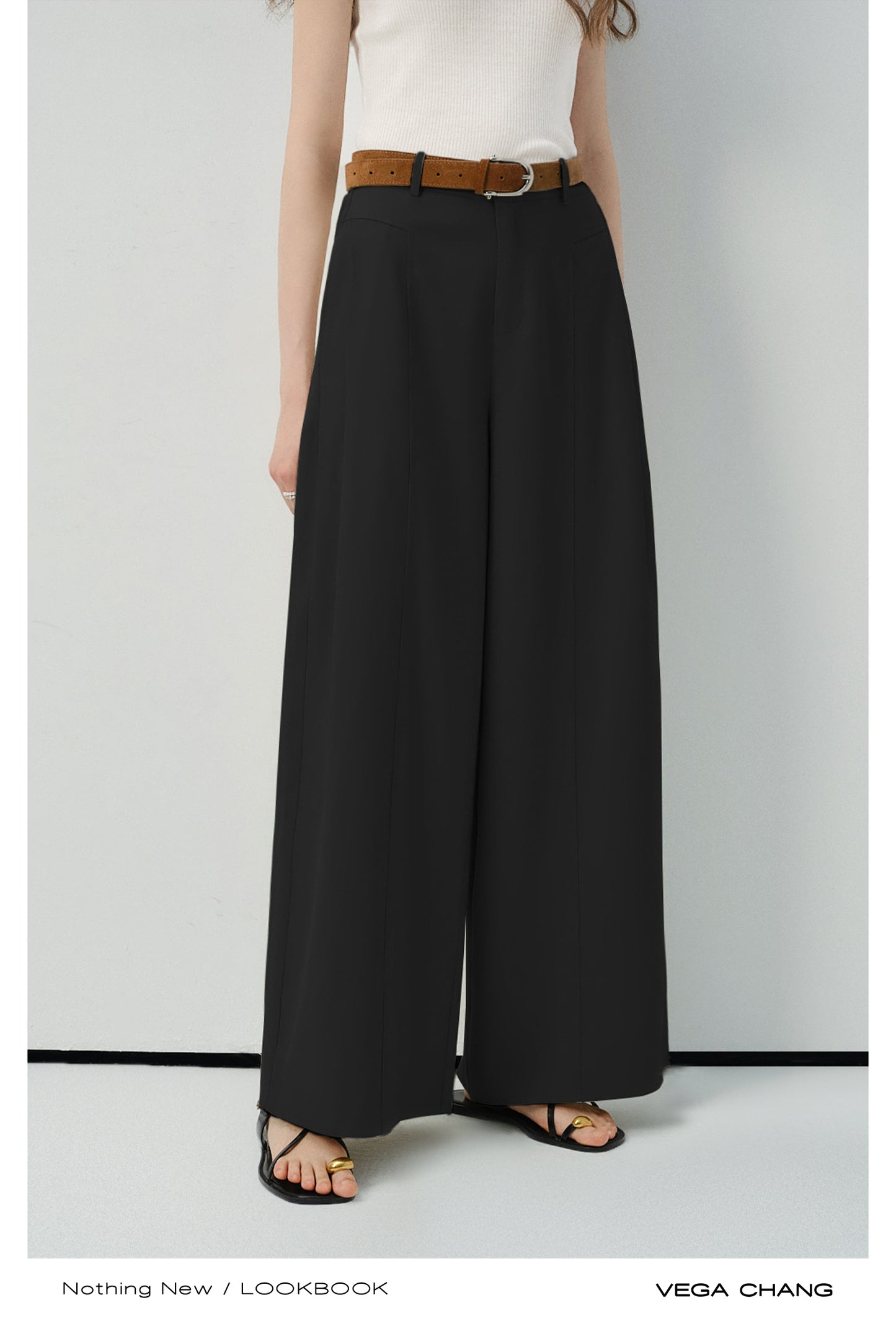 High-Waist Wide-Leg Pants In Natural Fabric