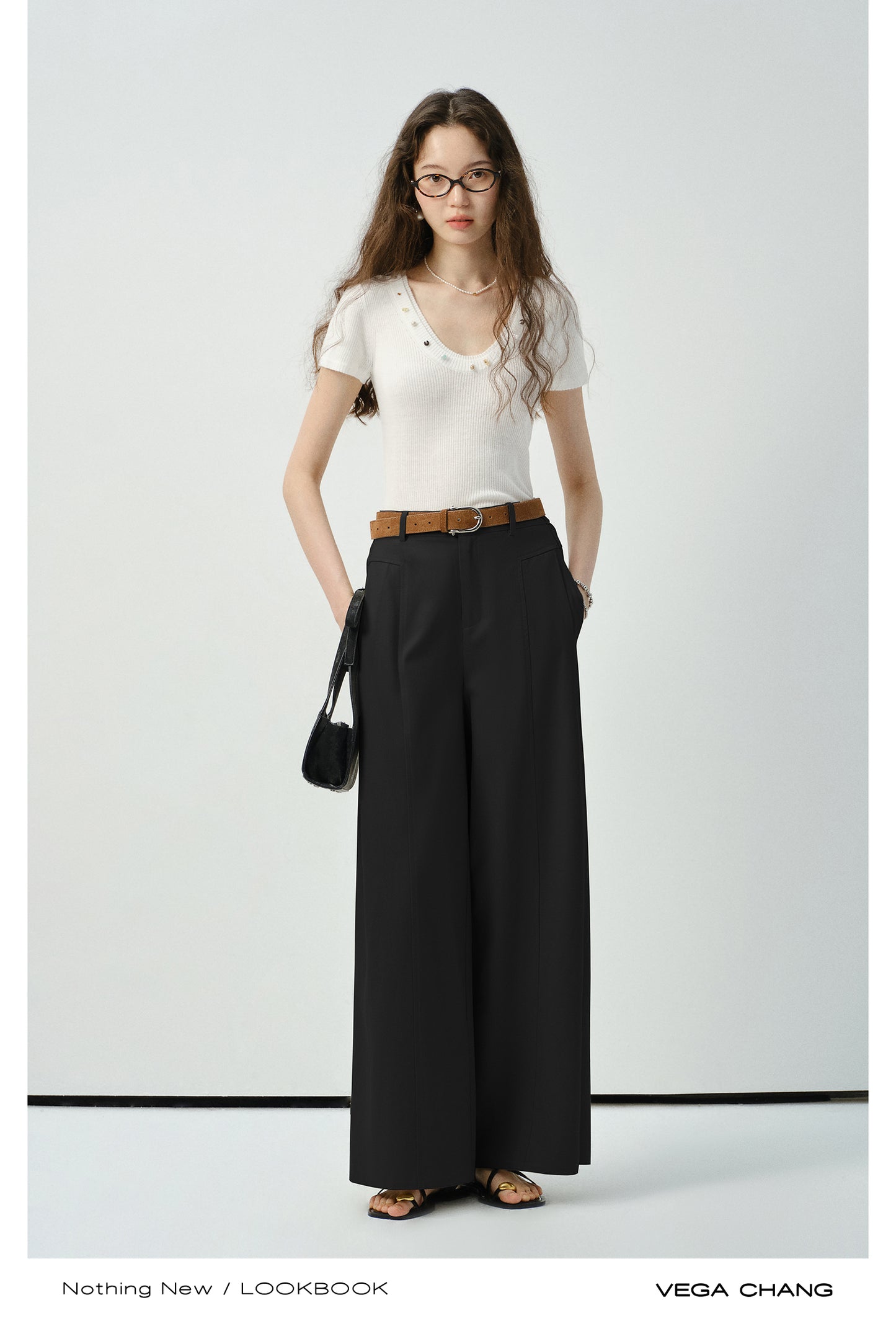 High-Waist Wide-Leg Pants In Natural Fabric
