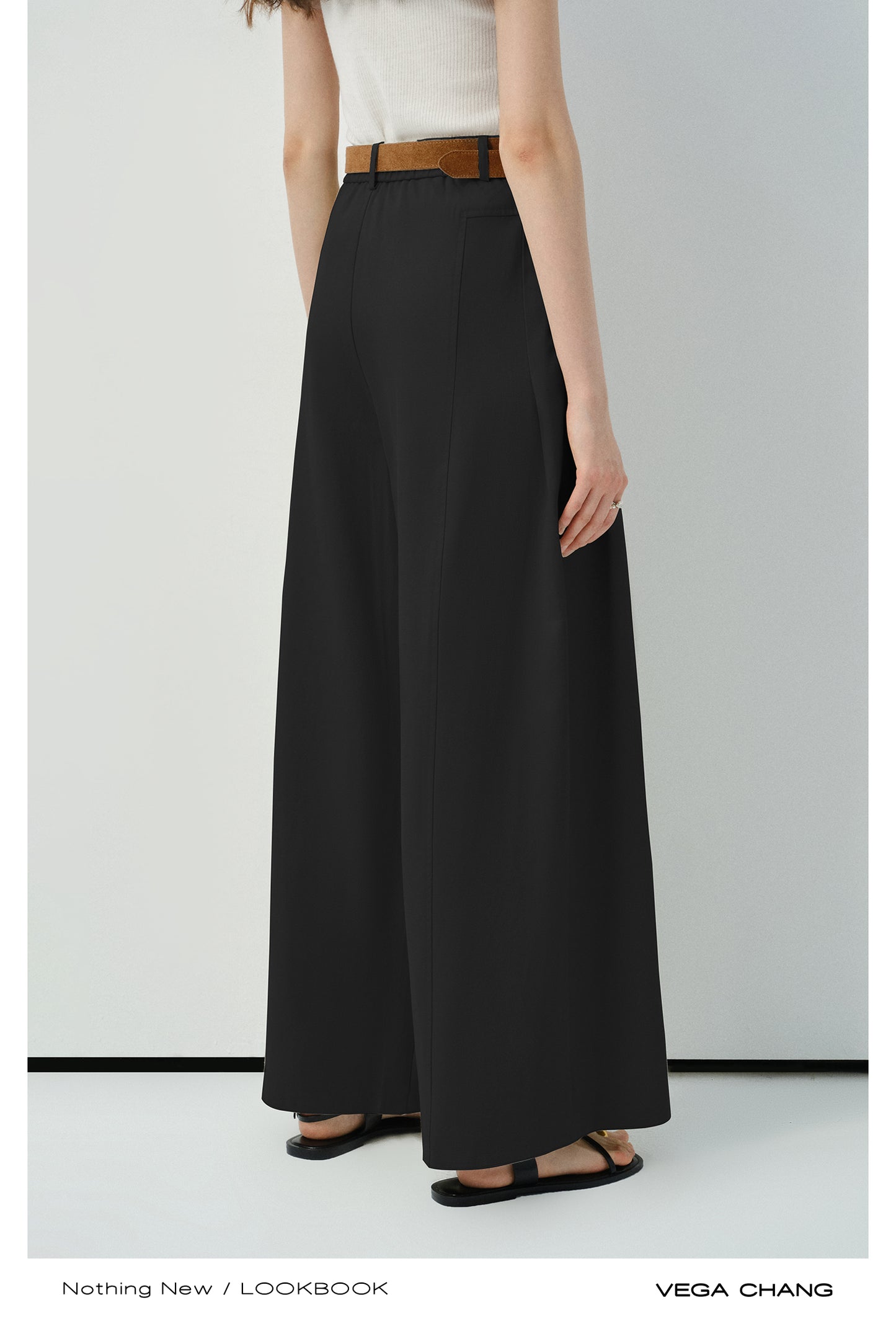 High-Waist Wide-Leg Pants In Natural Fabric