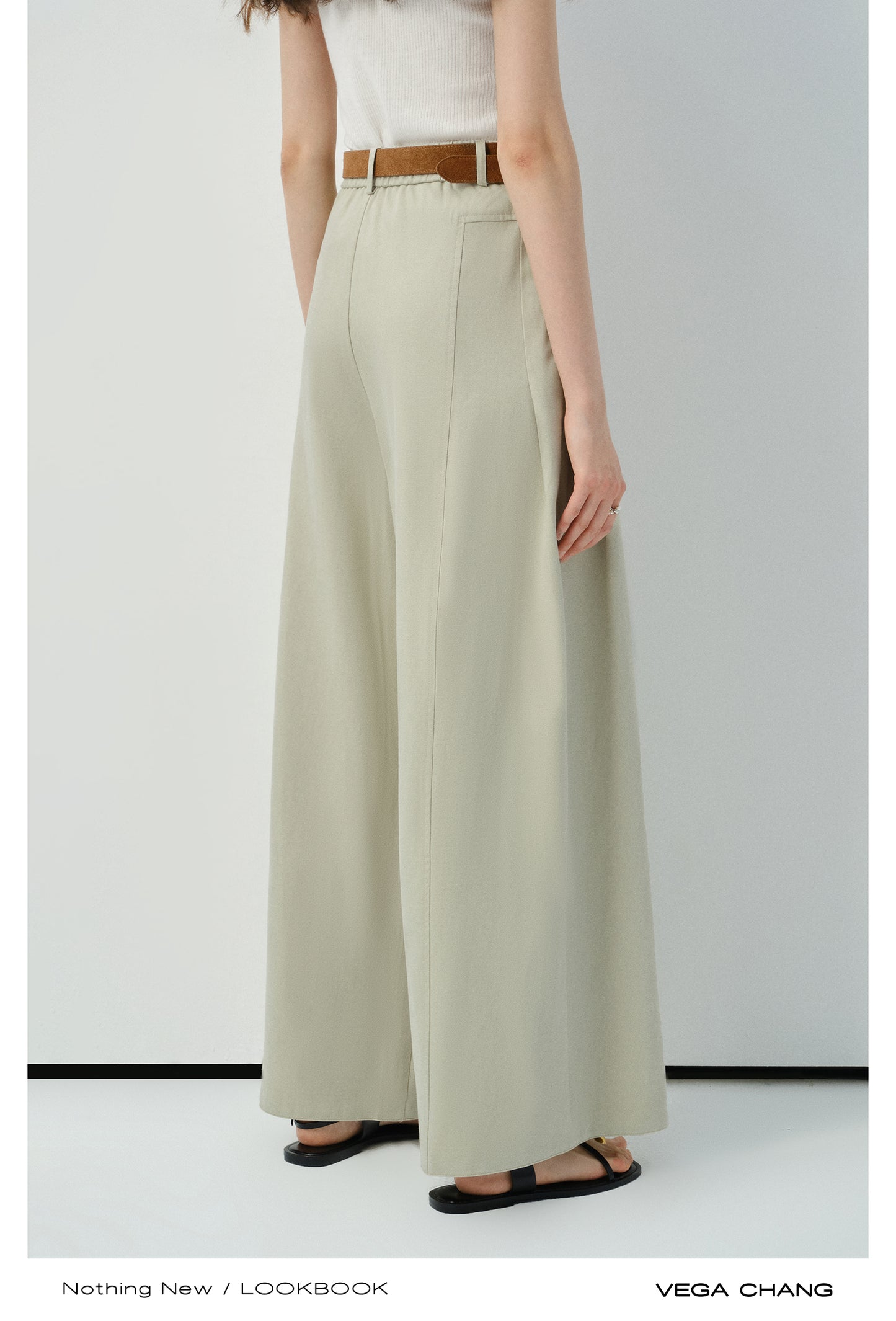 High-Waist Wide-Leg Pants In Natural Fabric