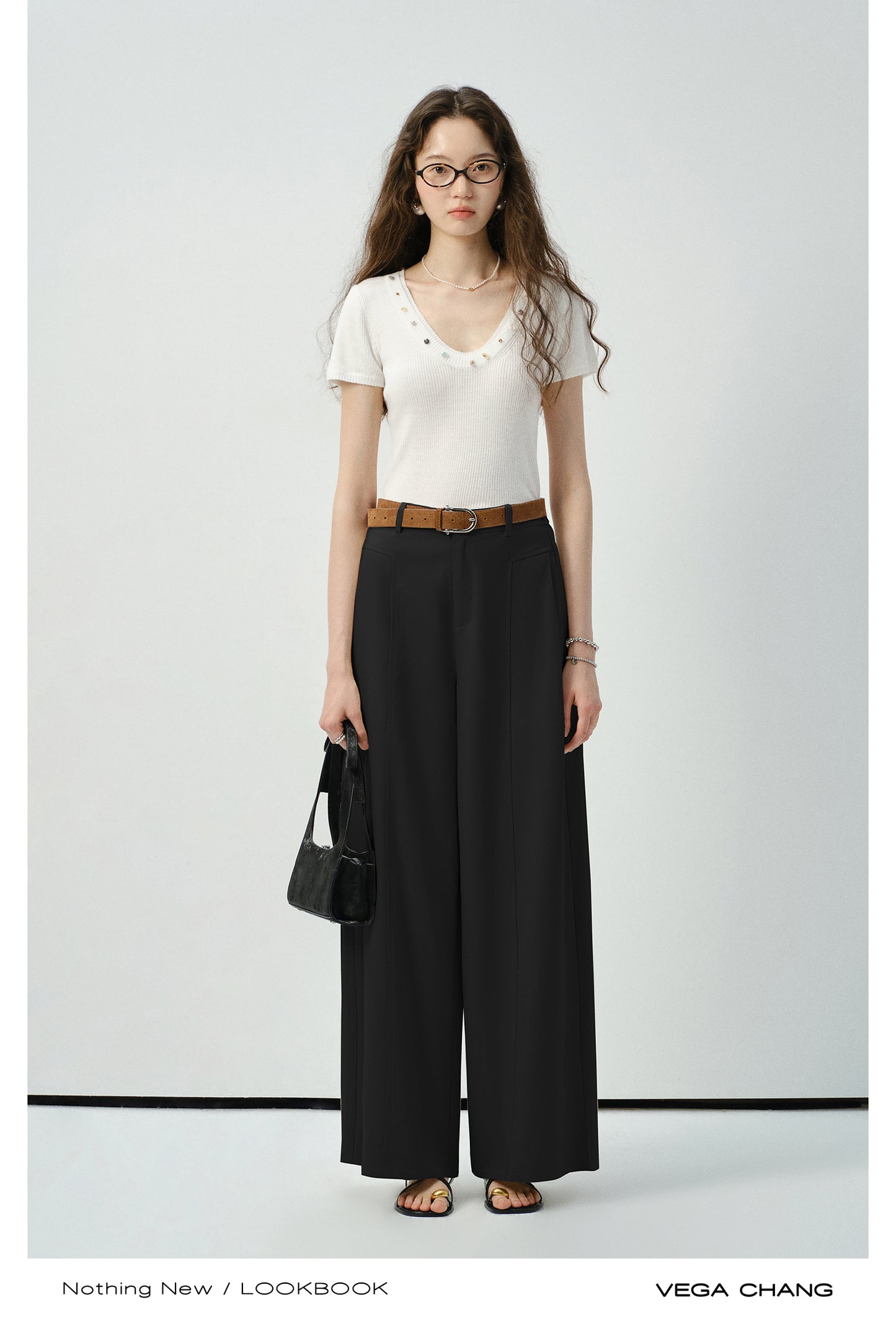 High-Waist Wide-Leg Pants In Natural Fabric