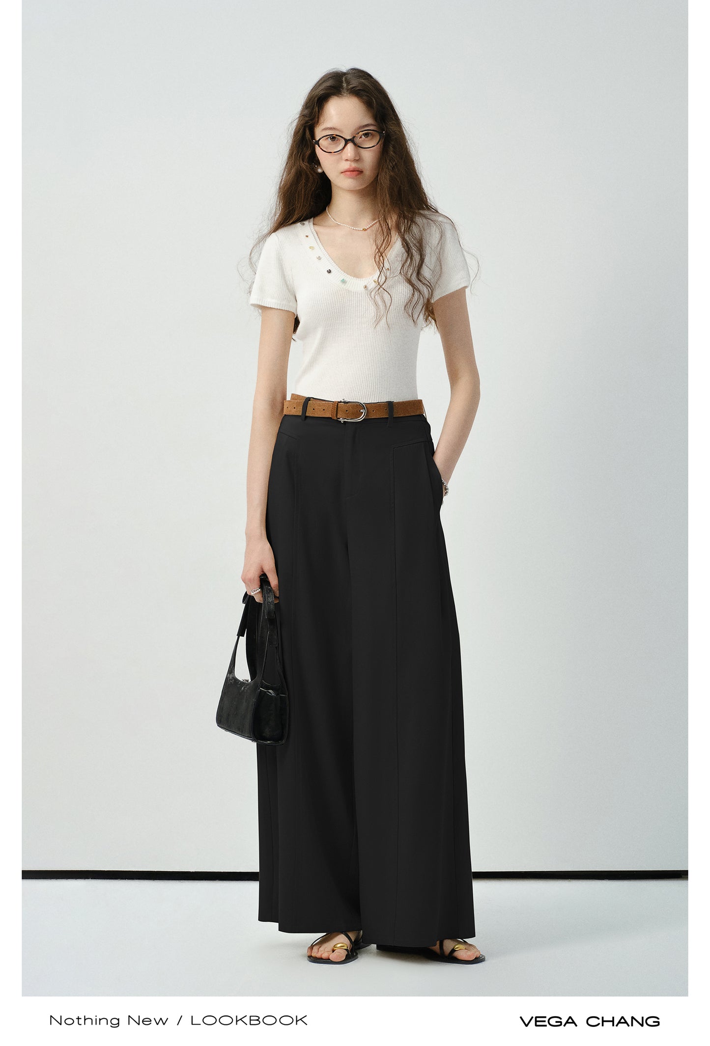High-Waist Wide-Leg Pants In Natural Fabric